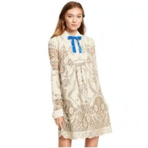 Anna Sui for Target 20th Anniversary Collection Beige Lace Ling Sleeve Dress sz